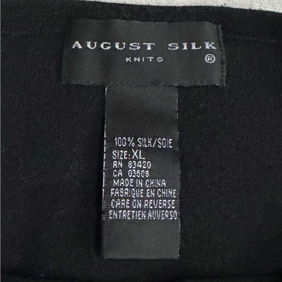August Silk Women’s Black Knit Top, XL 100% Silk 
Like New - Picture 2 of 9
